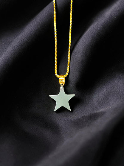 Daisen Star Icy Green Burmese A-Jadeite Charm Pendant (with 18K Yellow Gold)- Certified