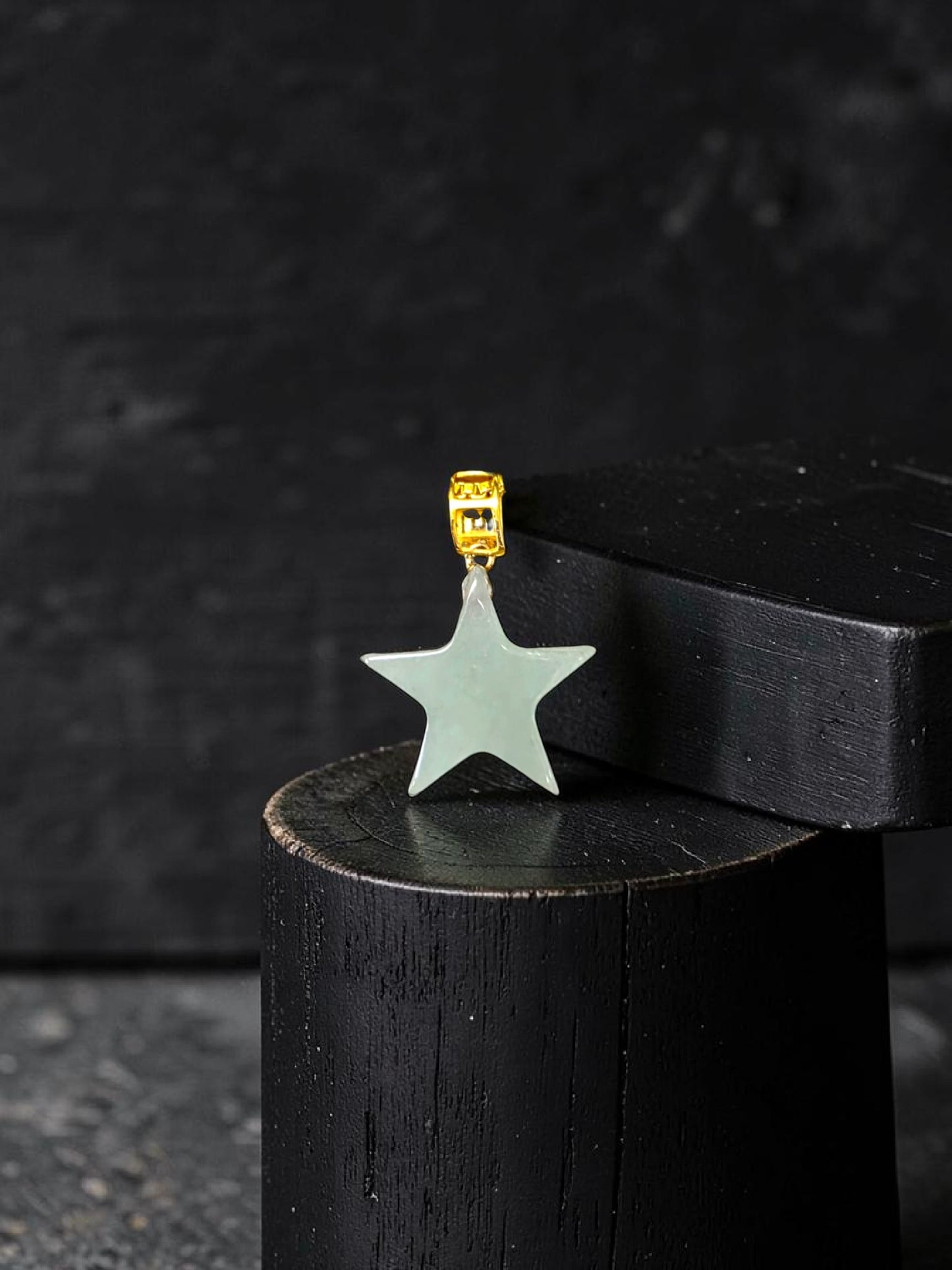 Daisen Star Icy Green Burmese A-Jadeite Charm Pendant (with 18K Yellow Gold)- Certified