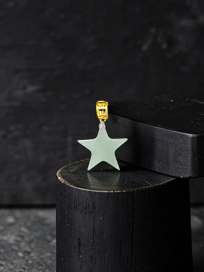 Daisen Star Icy Green Burmese A-Jadeite Charm Pendant (with 18K Yellow Gold)- Certified