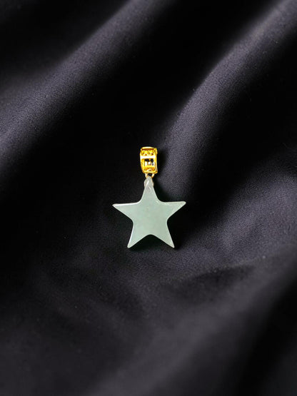 Daisen Star Icy Green Burmese A-Jadeite Charm Pendant (with 18K Yellow Gold)- Certified