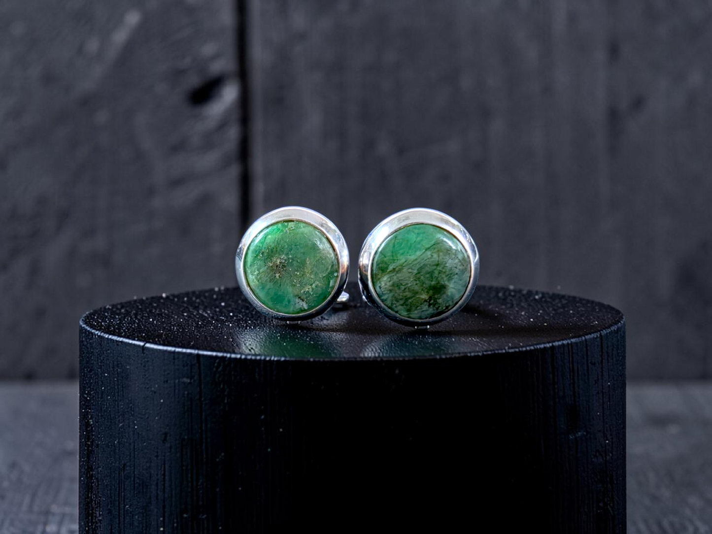 Westminster Emerald Smart Button Cover Pair (with Sterling Silver 925)
