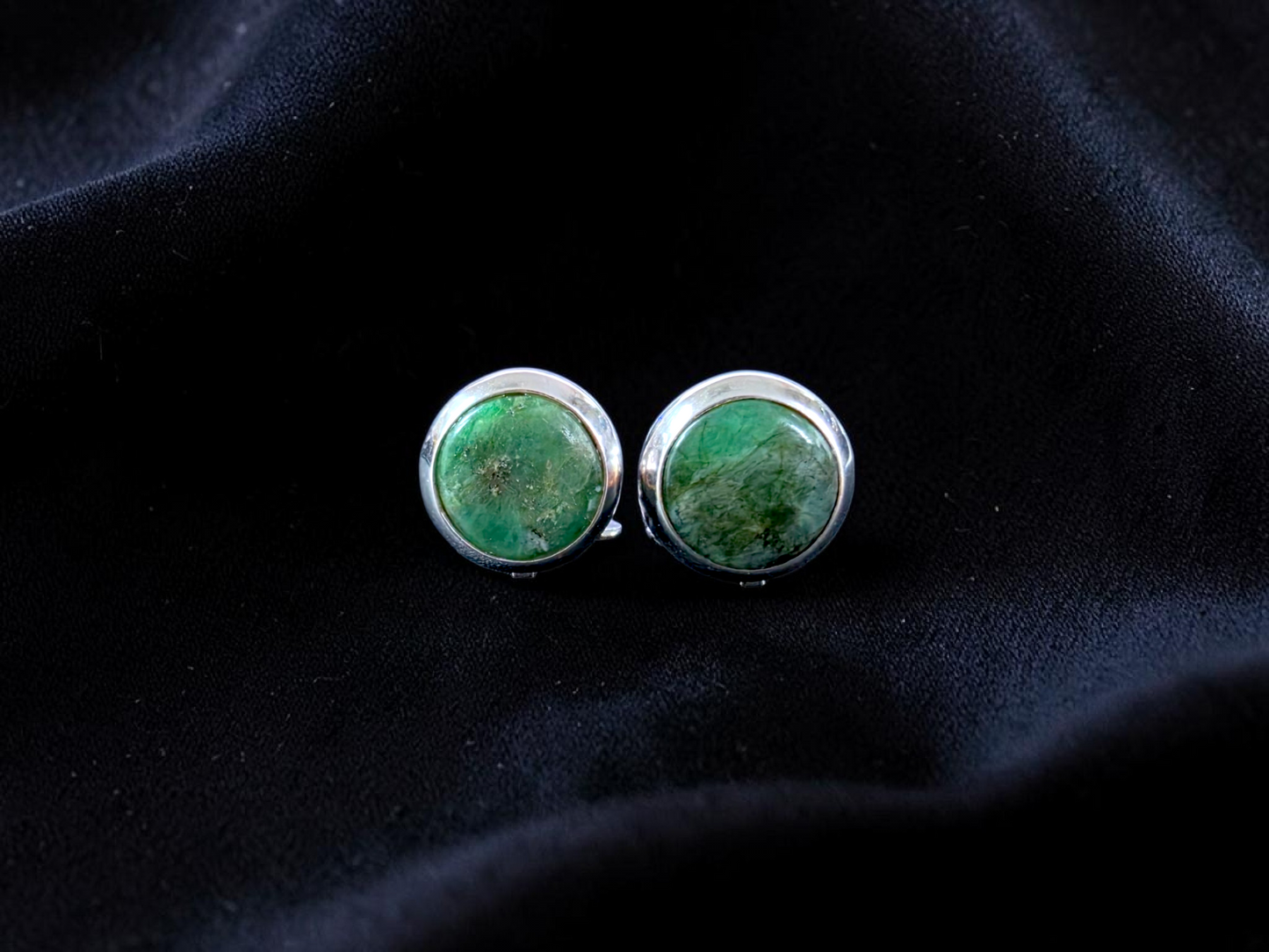 Westminster Emerald Smart Button Cover Pair (with Sterling Silver 925)