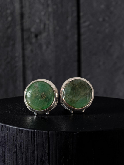 Westminster Emerald Smart Button Cover Pair (with Sterling Silver 925)