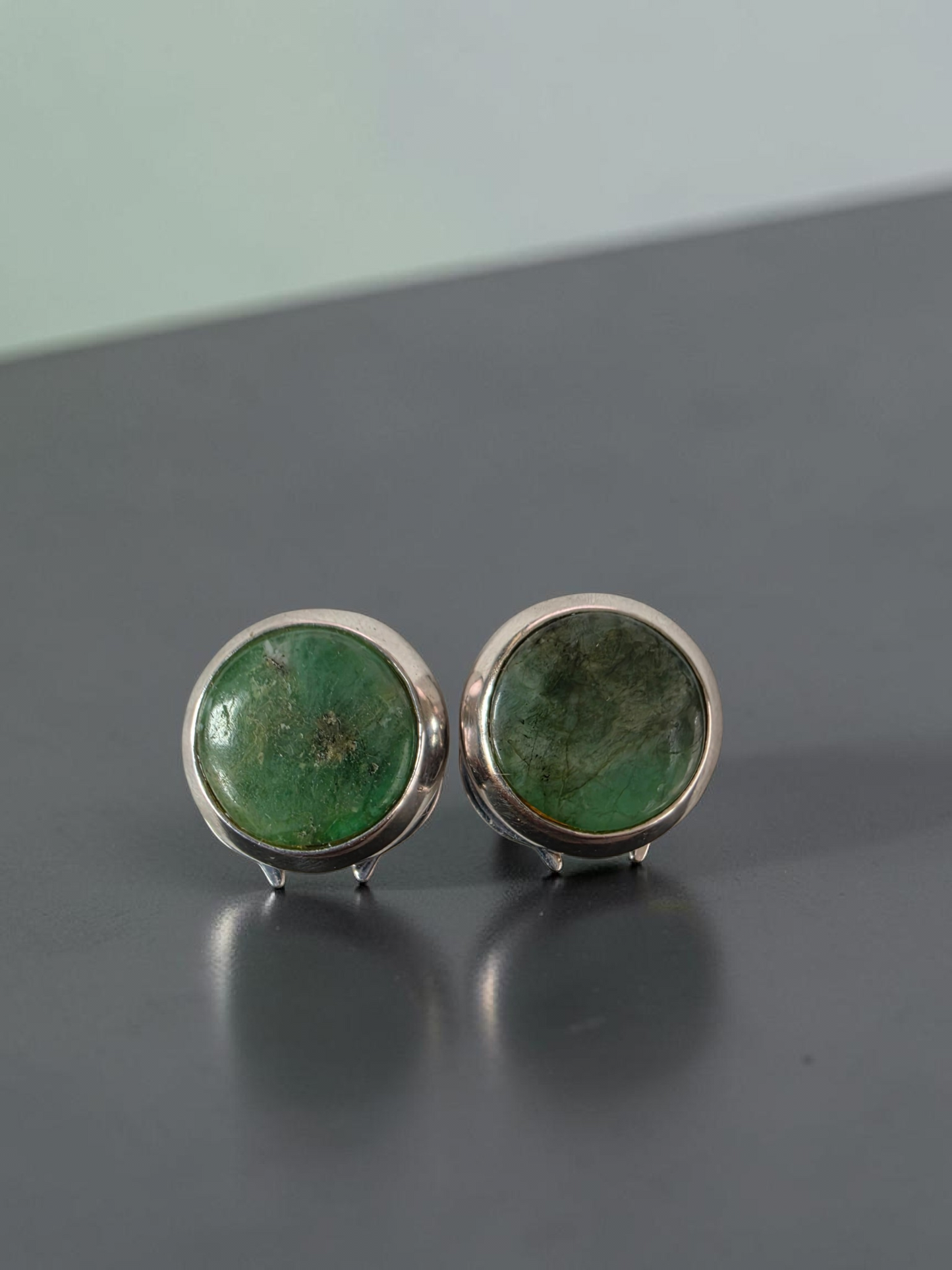 Westminster Emerald Smart Button Cover Pair (with Sterling Silver 925)