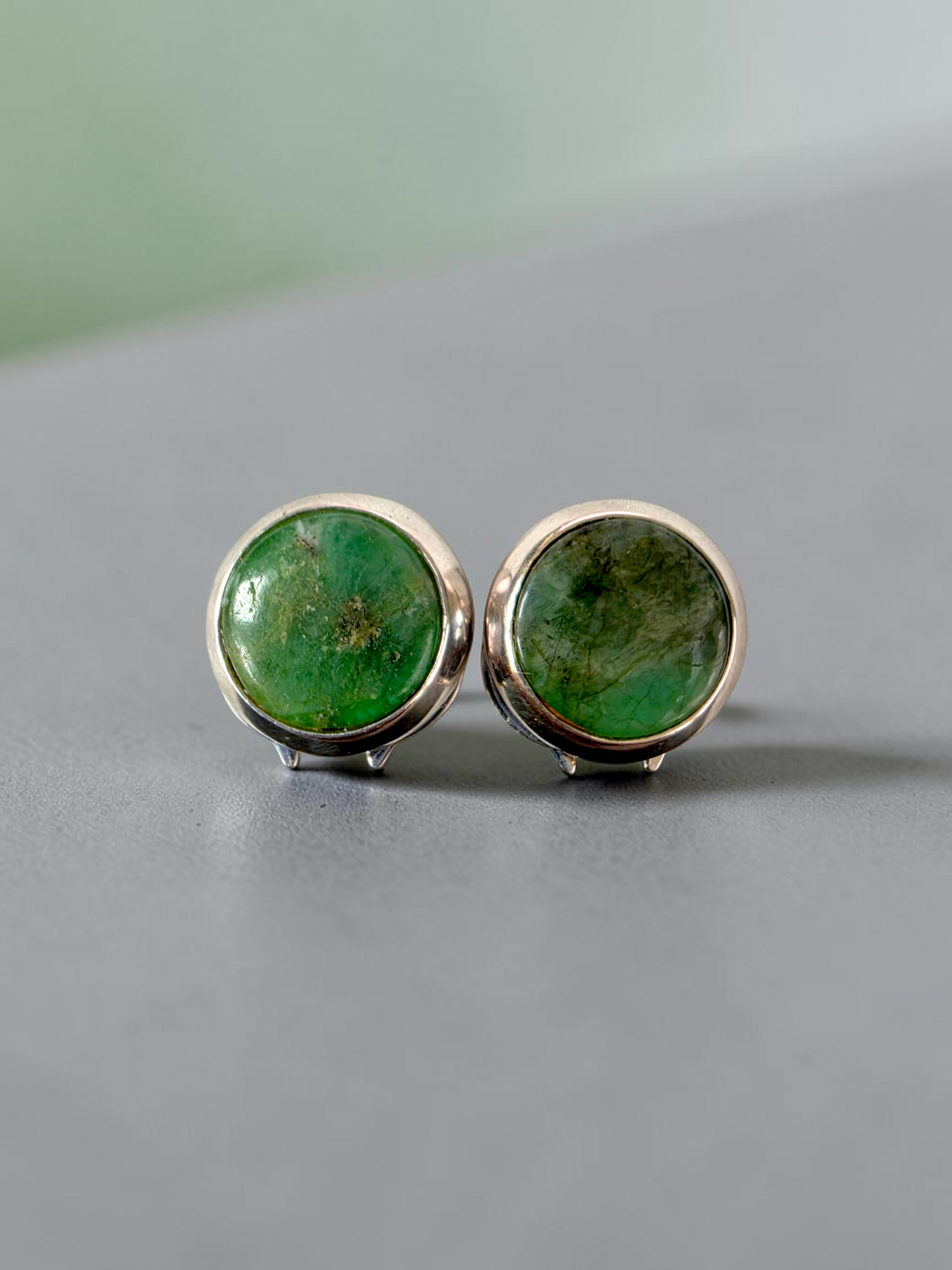 Westminster Emerald Smart Button Cover Pair (with Sterling Silver 925)