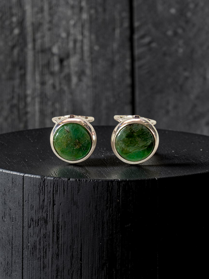 Westminster Emerald Smart Button Cover Pair (with Sterling Silver 925)