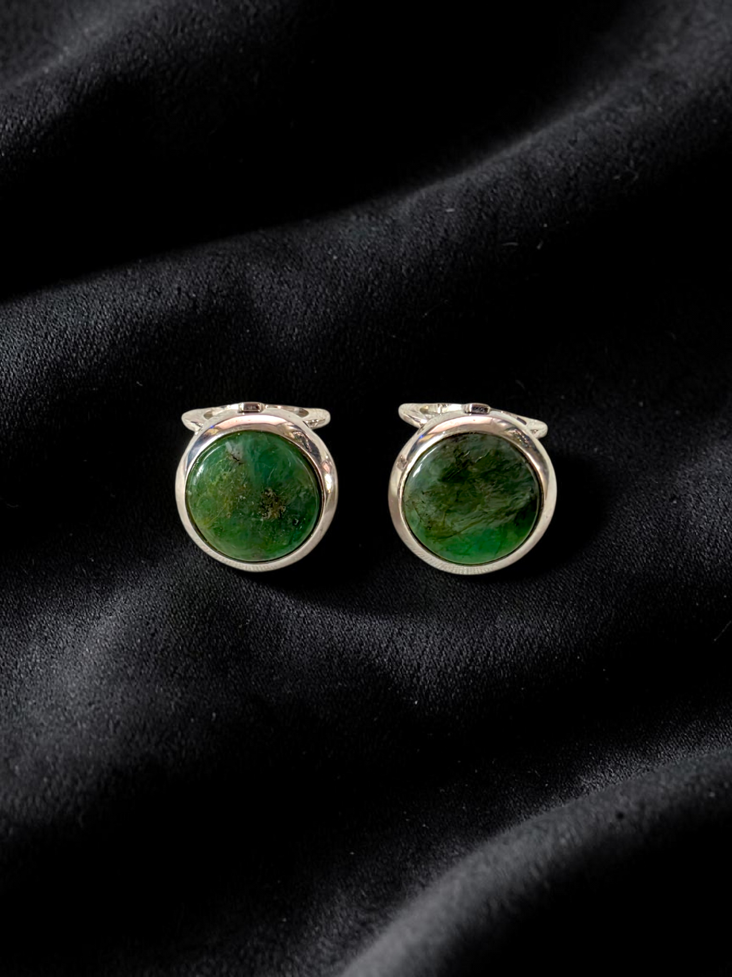 Westminster Emerald Smart Button Cover Pair (with Sterling Silver 925)