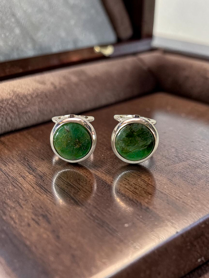 Westminster Emerald Smart Button Cover Pair (with Sterling Silver 925)