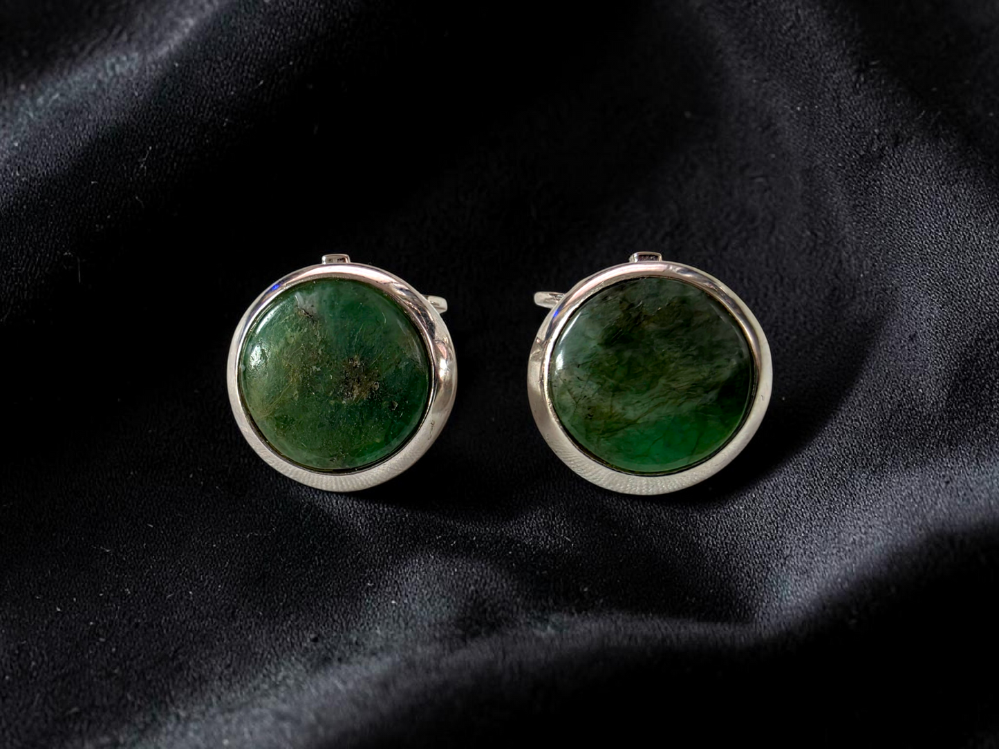 Westminster Emerald Smart Button Cover Pair (with Sterling Silver 925)