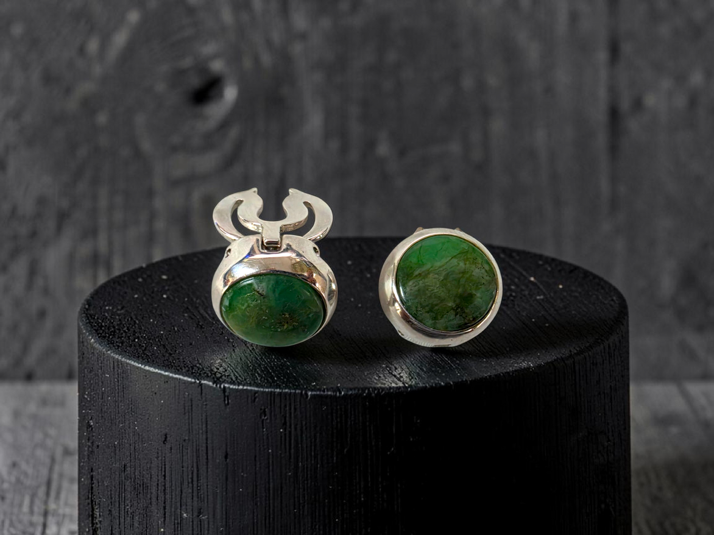 Westminster Emerald Smart Button Cover Pair (with Sterling Silver 925)