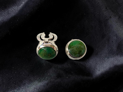 Westminster Emerald Smart Button Cover Pair (with Sterling Silver 925)