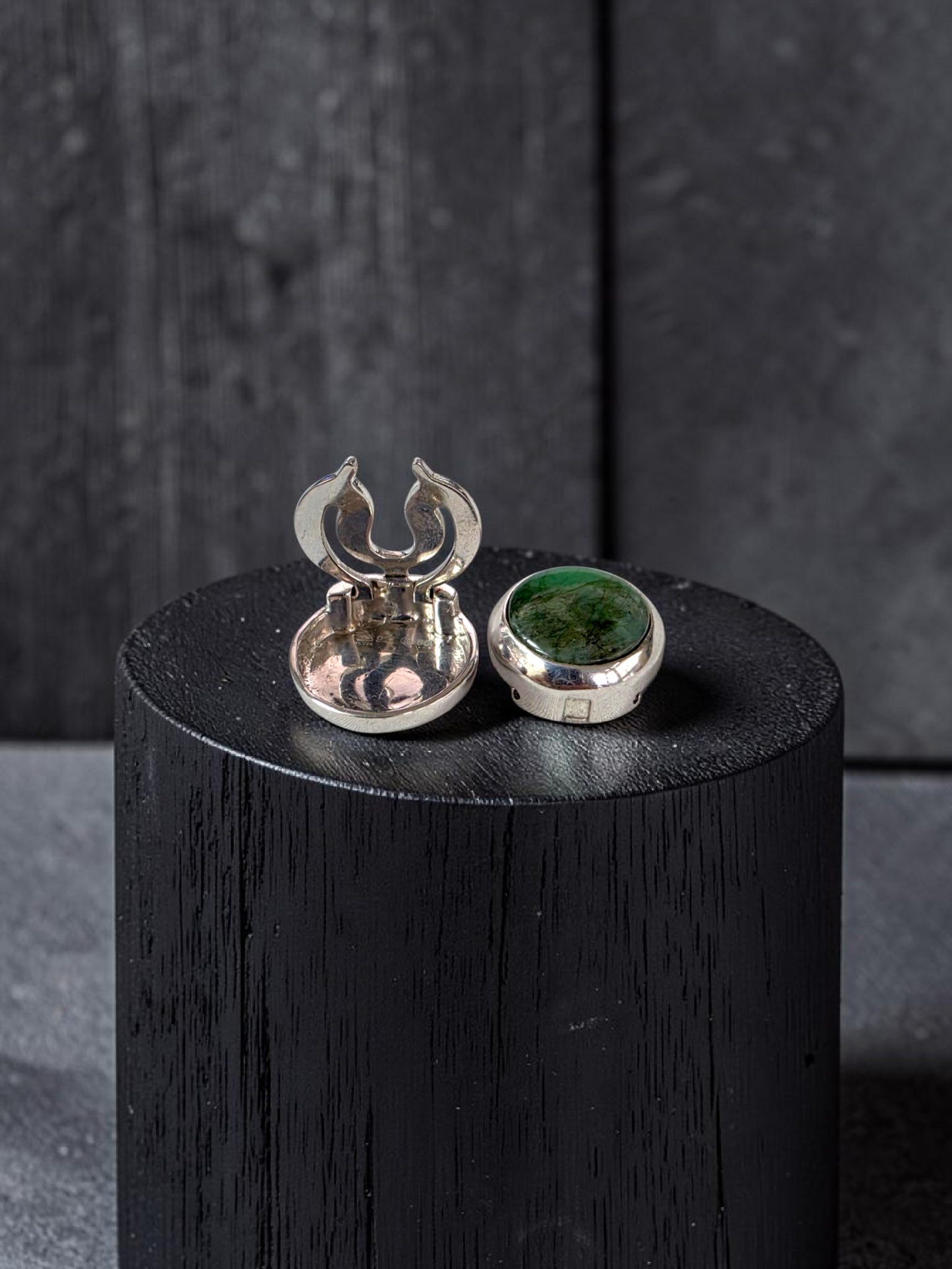 Westminster Emerald Smart Button Cover Pair (with Sterling Silver 925)