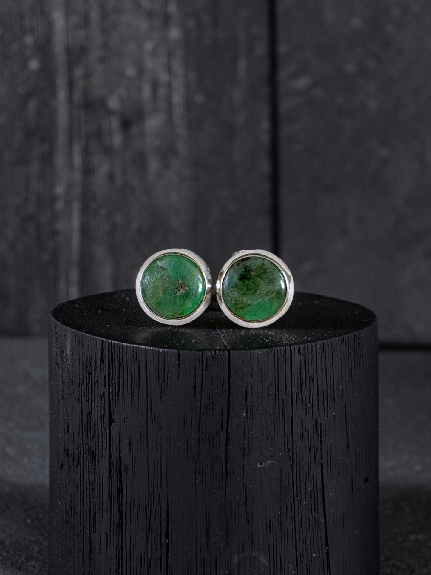 Westminster Emerald Smart Button Cover Pair (with Sterling Silver 925)