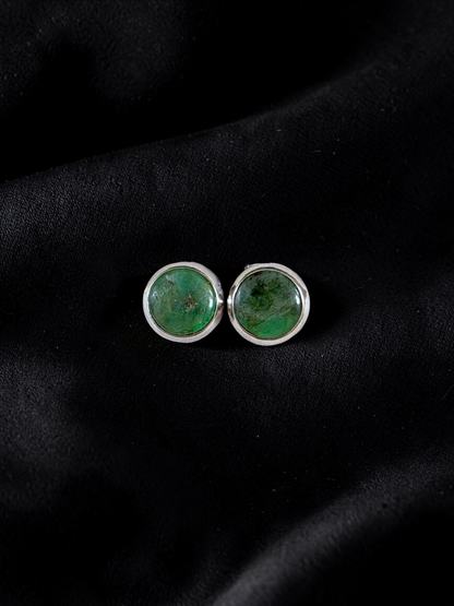 Westminster Emerald Smart Button Cover Pair (with Sterling Silver 925)