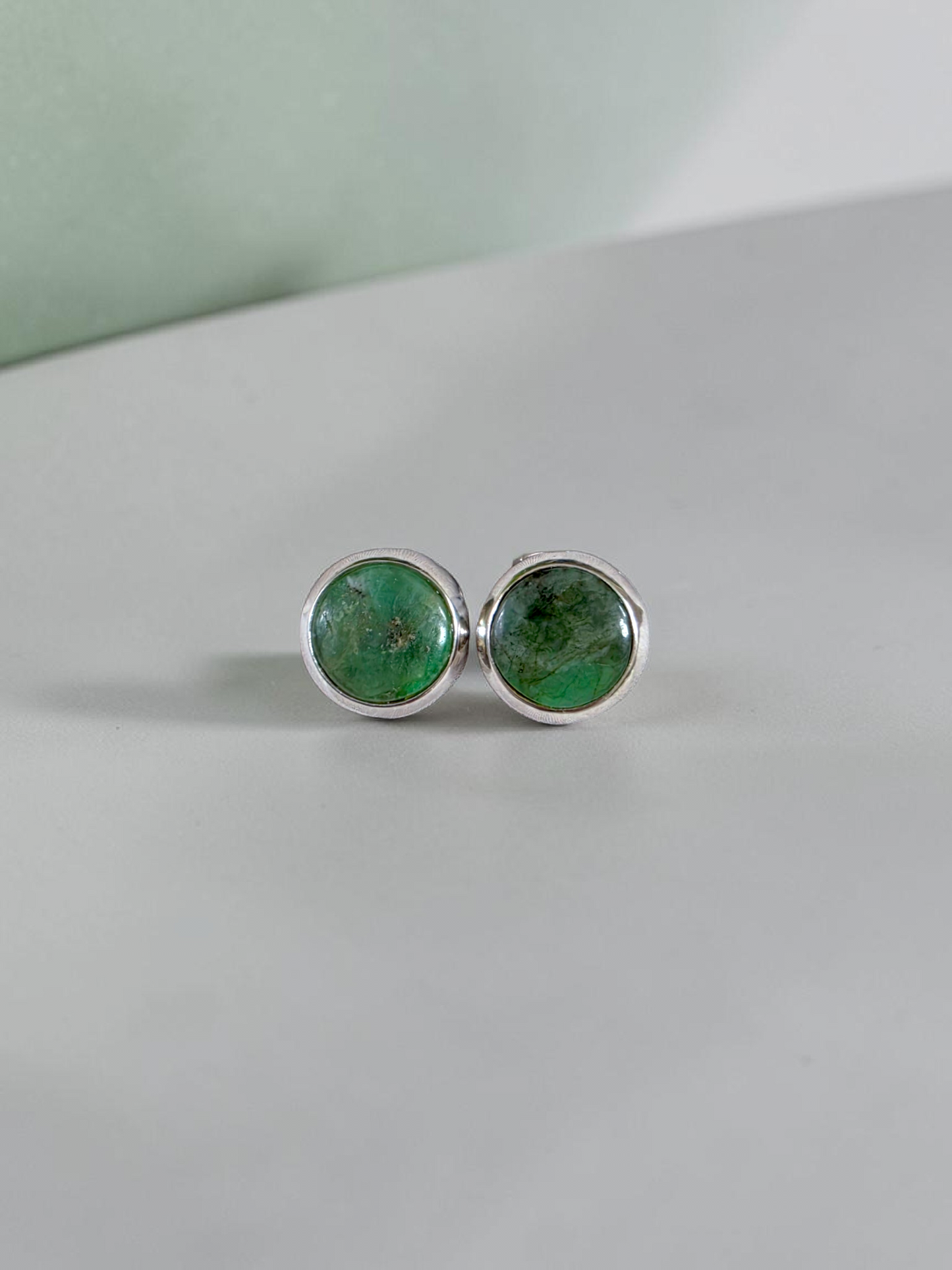 Westminster Emerald Smart Button Cover Pair (with Sterling Silver 925)