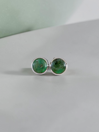Westminster Emerald Smart Button Cover Pair (with Sterling Silver 925)