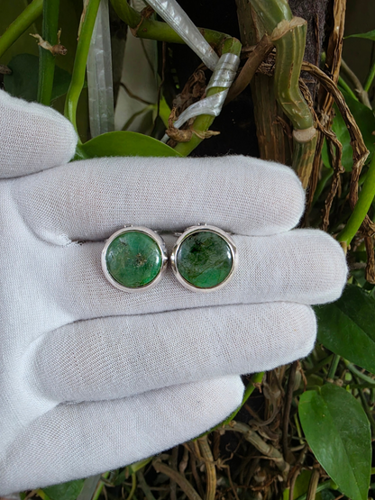 Westminster Emerald Smart Button Cover Pair (with Sterling Silver 925)