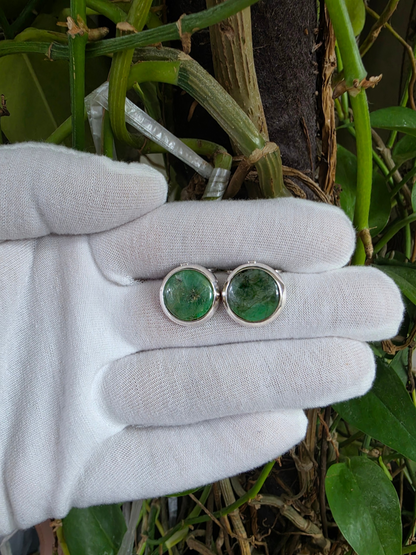 Westminster Emerald Smart Button Cover Pair (with Sterling Silver 925)