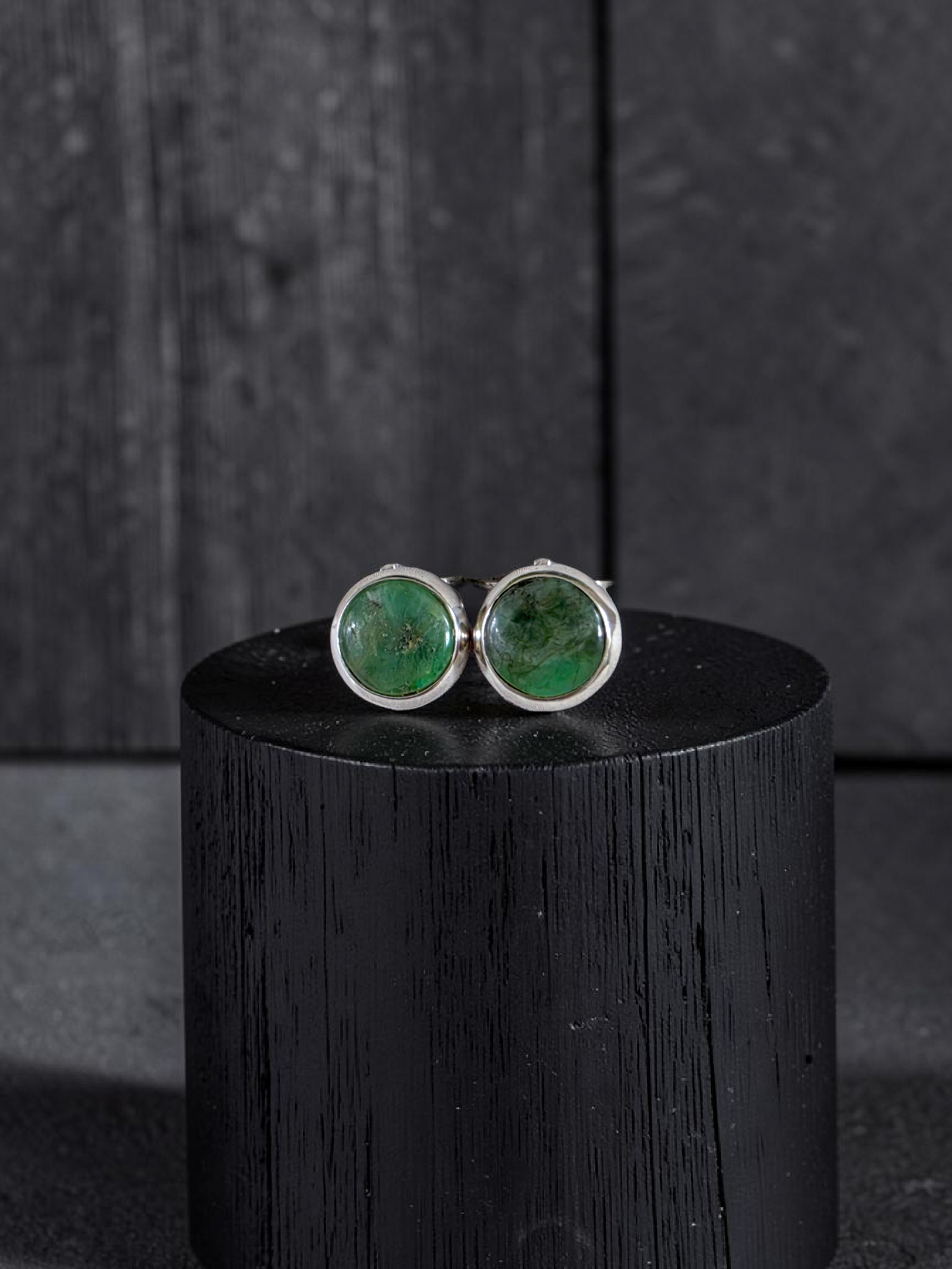 Westminster Emerald Smart Button Cover Pair (with Sterling Silver 925)