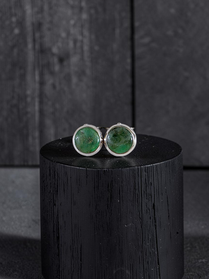 Westminster Emerald Smart Button Cover Pair (with Sterling Silver 925)