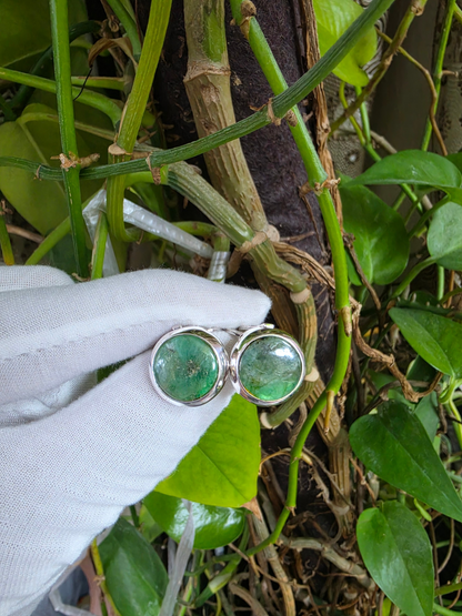 Westminster Emerald Smart Button Cover Pair (with Sterling Silver 925)