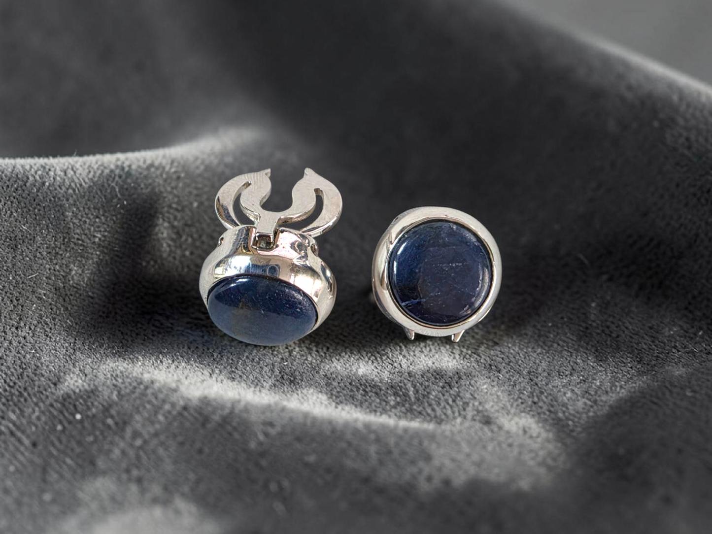 Westminster Sapphire Smart Button Cover Pair (with Sterling Silver 925)