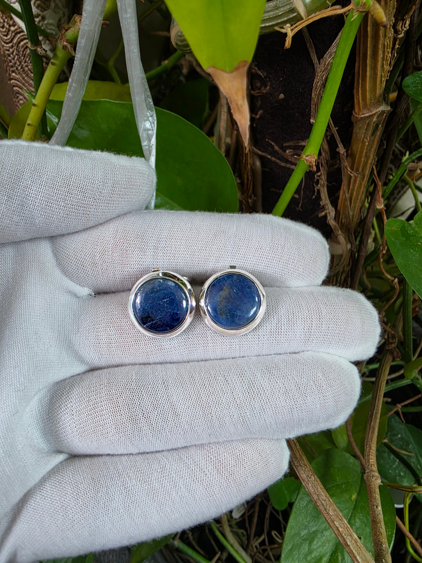 Westminster Sapphire Smart Button Cover Pair (with Sterling Silver 925)