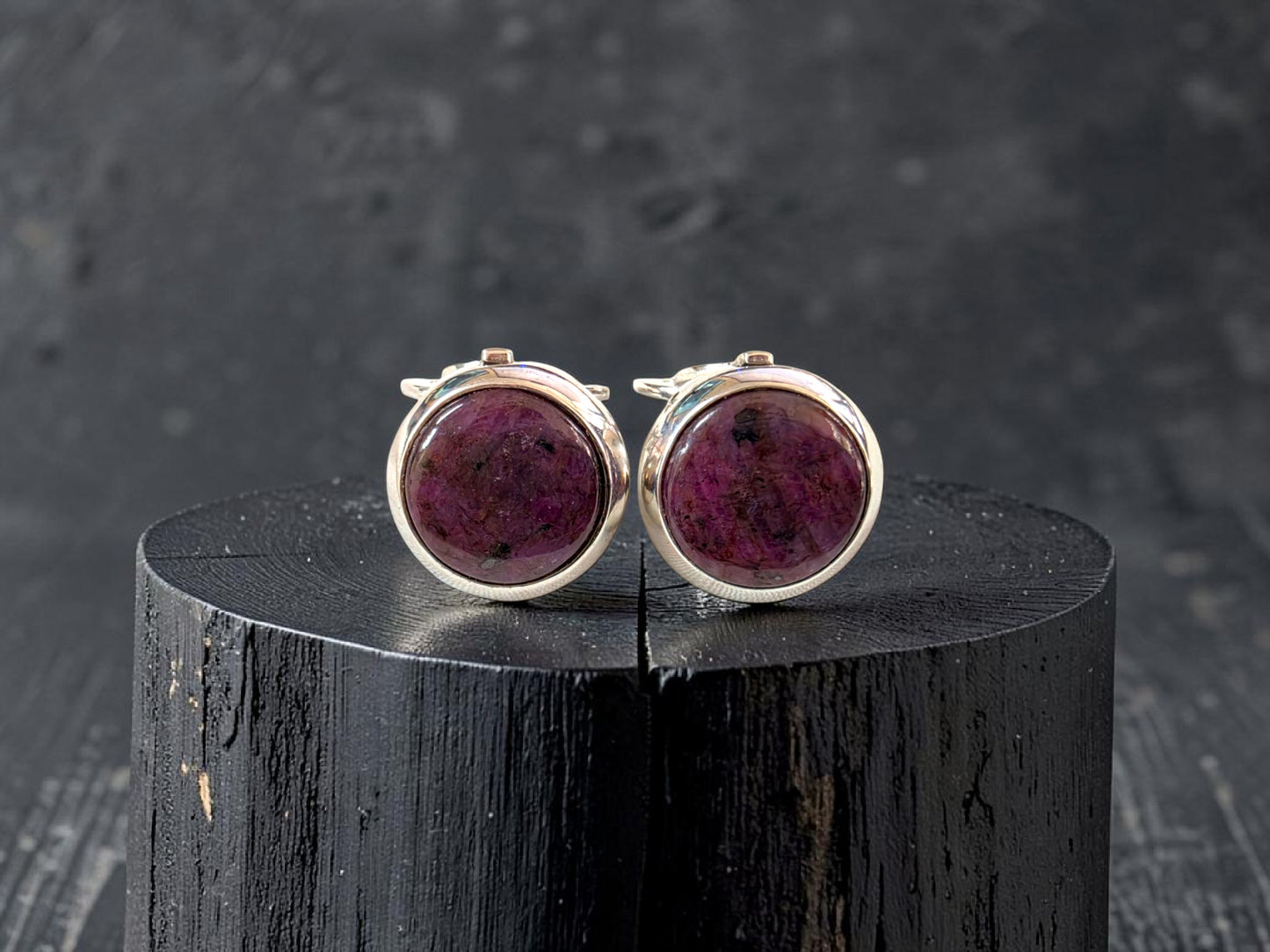 Westminster Ruby Smart Button Cover Pair (with Sterling Silver 925)