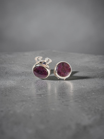 Westminster Ruby Smart Button Cover Pair (with Sterling Silver 925)