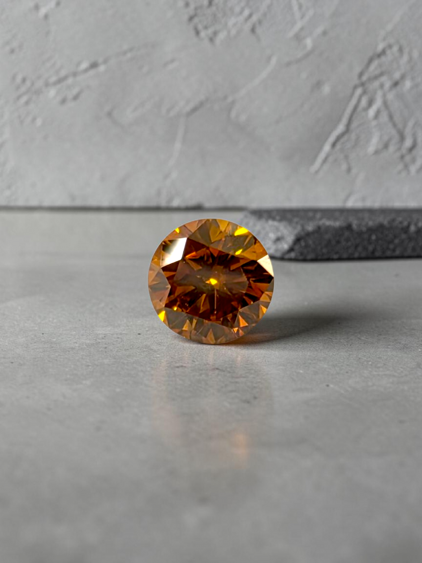 Natural 0.38 cts. Fancy Deep Yellowish Orange SI2 Vg Vg N Round Brilliant Diamond Loose Stone - GIA Certified - LS56