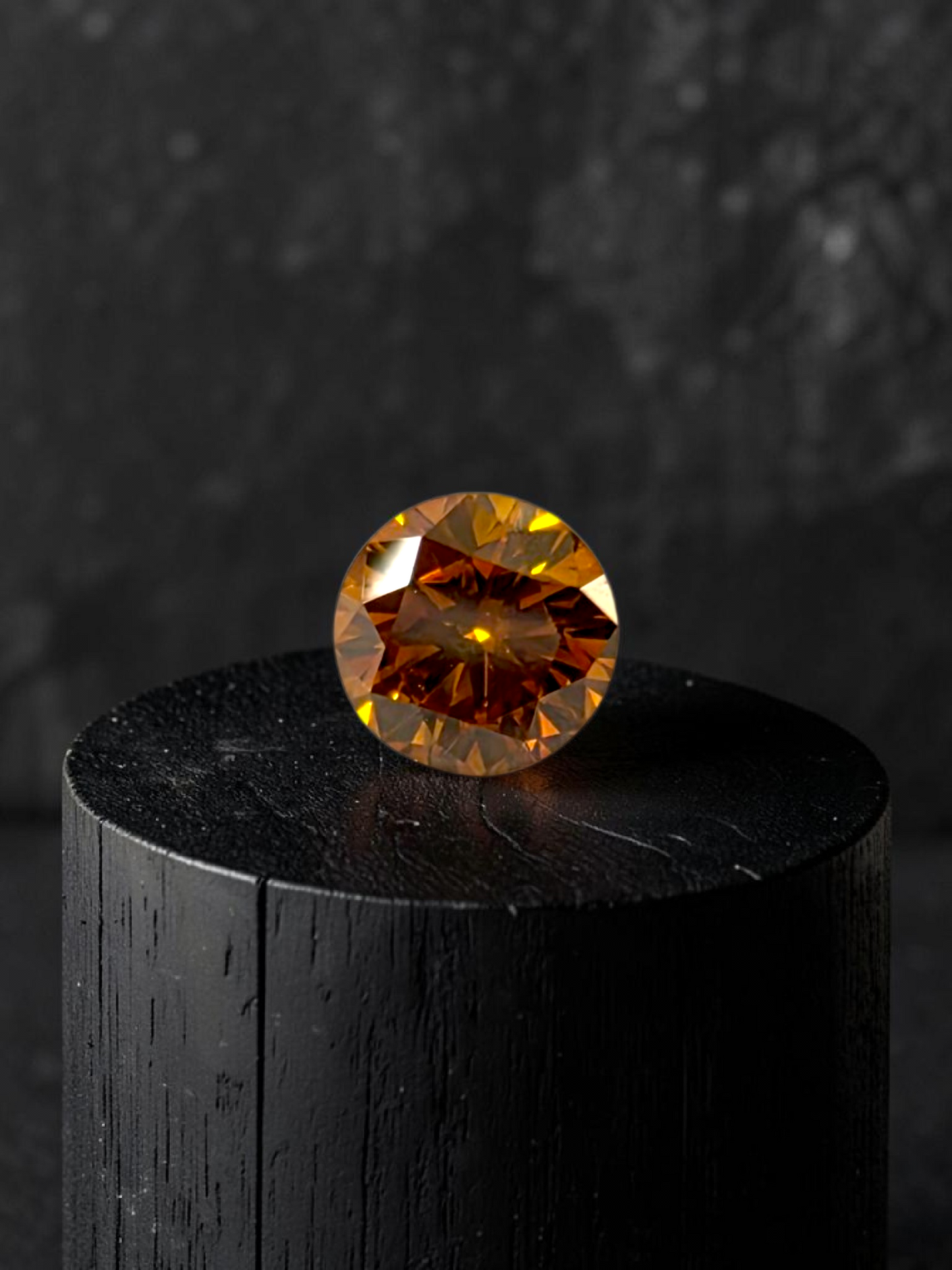 Natural 0.38 cts. Fancy Deep Yellowish Orange SI2 Vg Vg N Round Brilliant Diamond Loose Stone - GIA Certified - LS56