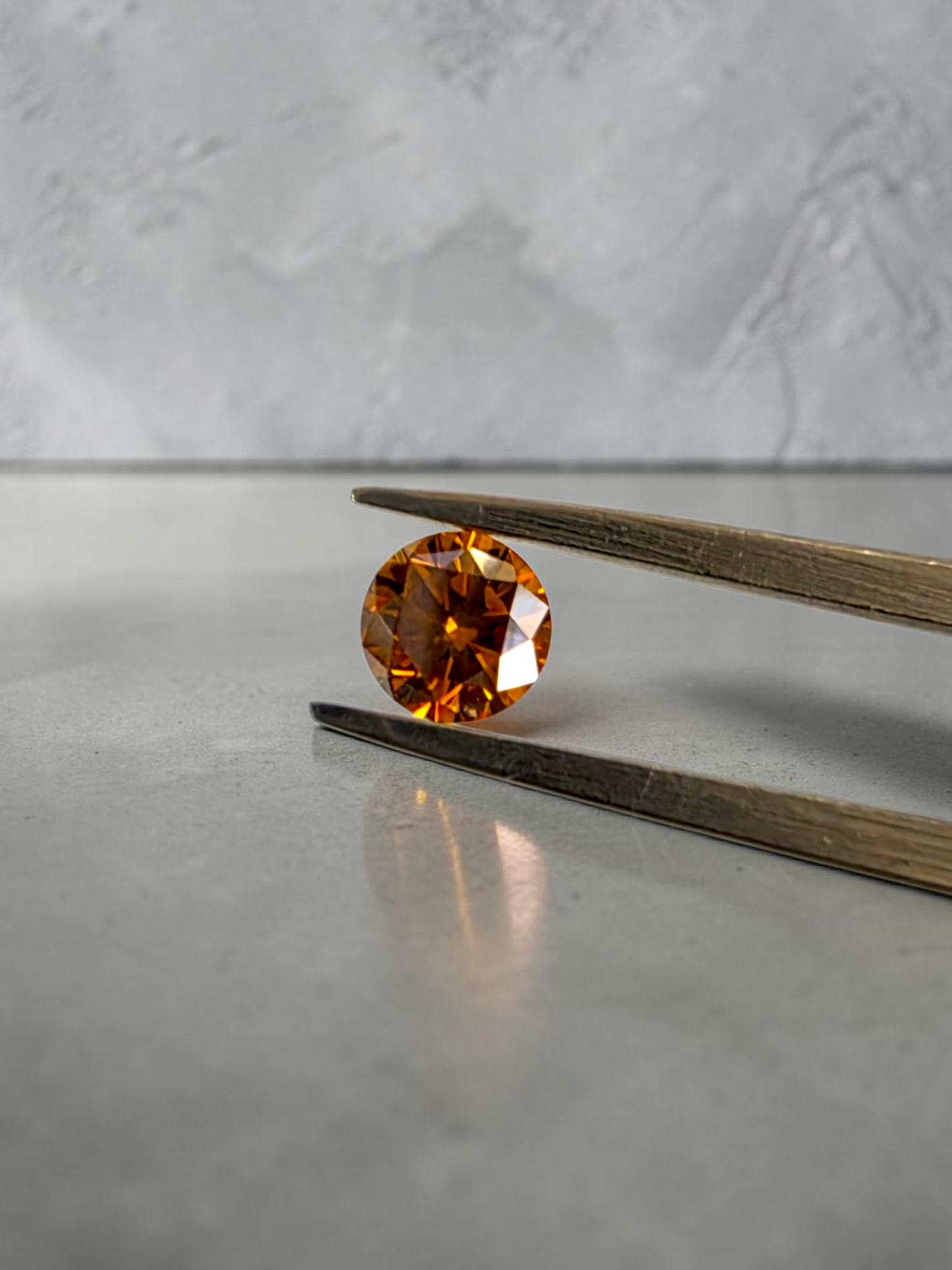 Natural 0.38 cts. Fancy Deep Yellowish Orange SI2 Vg Vg N Round Brilliant Diamond Loose Stone - GIA Certified - LS56
