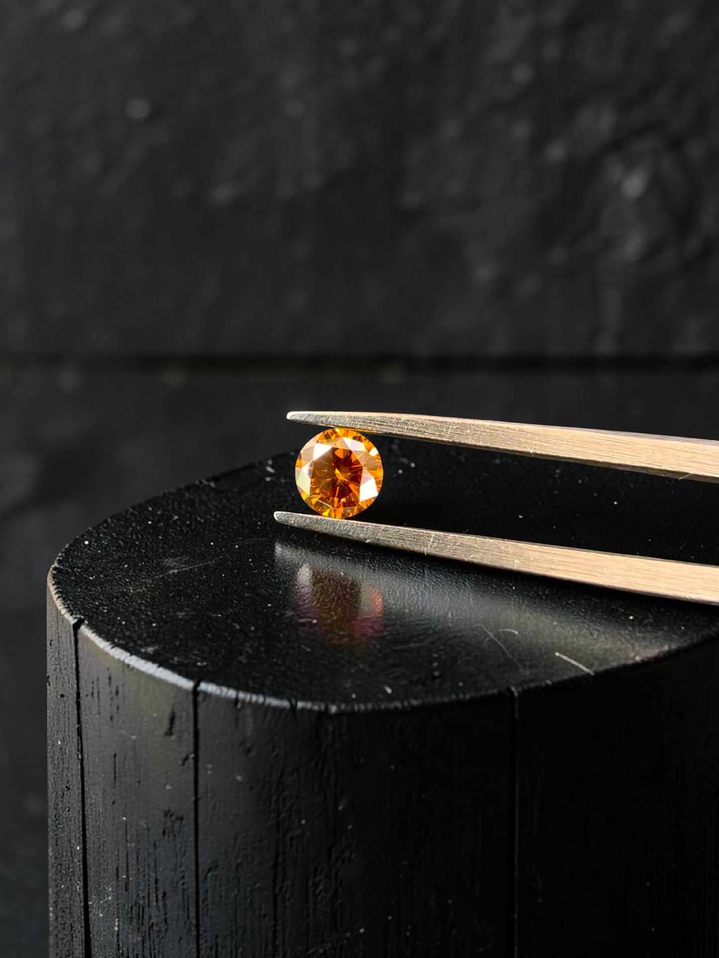 Natural 0.38 cts. Fancy Deep Yellowish Orange SI2 Vg Vg N Round Brilliant Diamond Loose Stone - GIA Certified - LS56