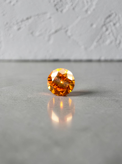 Natural 0.38 cts. Fancy Deep Yellowish Orange SI2 Vg Vg N Round Brilliant Diamond Loose Stone - GIA Certified - LS56