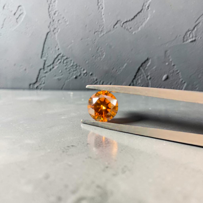 Natural 0.38 cts. Fancy Deep Yellowish Orange SI2 Vg Vg N Round Brilliant Diamond Loose Stone - GIA Certified - LS56