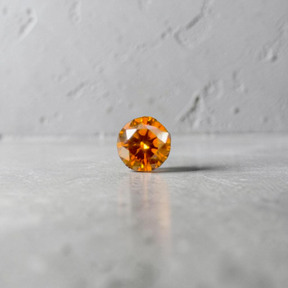 Natural 0.38 cts. Fancy Deep Yellowish Orange SI2 Vg Vg N Round Brilliant Diamond Loose Stone - GIA Certified - LS56
