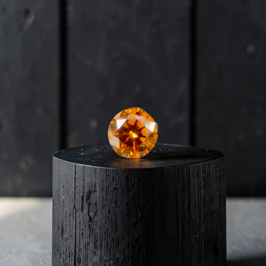 Natural 0.38 cts. Fancy Deep Yellowish Orange SI2 Vg Vg N Round Brilliant Diamond Loose Stone - GIA Certified - LS56