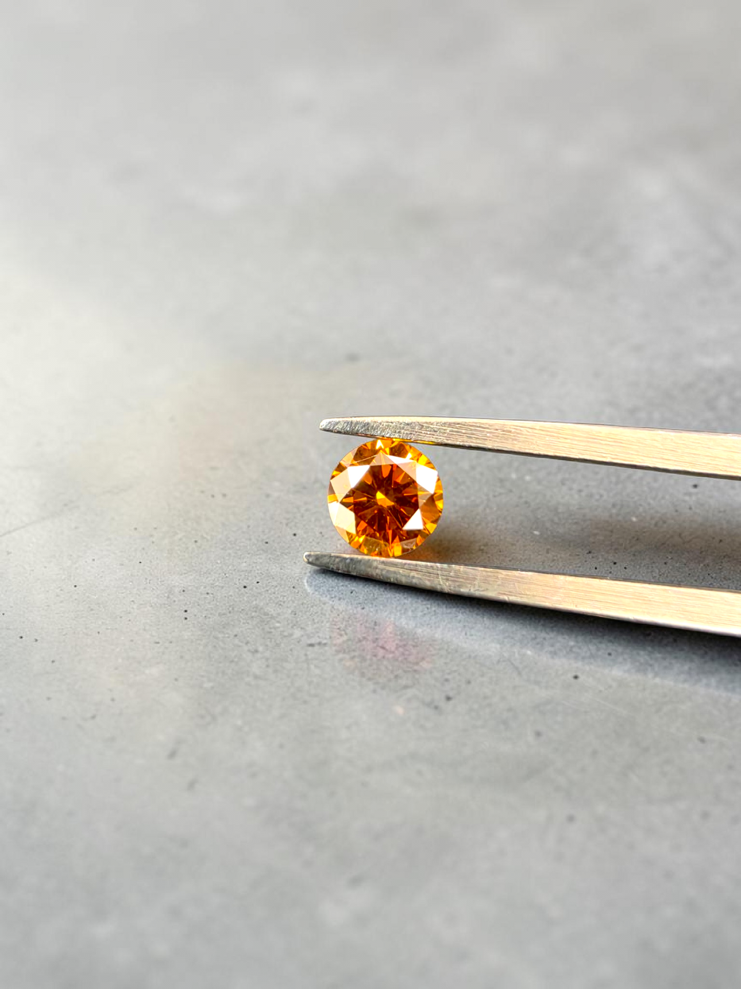 Natural 0.38 cts. Fancy Deep Yellowish Orange SI2 Vg Vg N Round Brilliant Diamond Loose Stone - GIA Certified - LS56