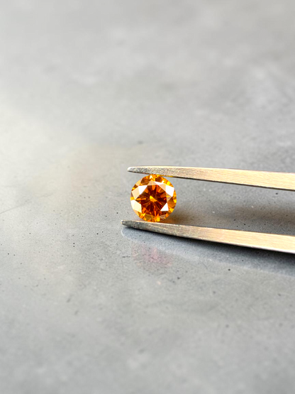 Natural 0.38 cts. Fancy Deep Yellowish Orange SI2 Vg Vg N Round Brilliant Diamond Loose Stone - GIA Certified - LS56