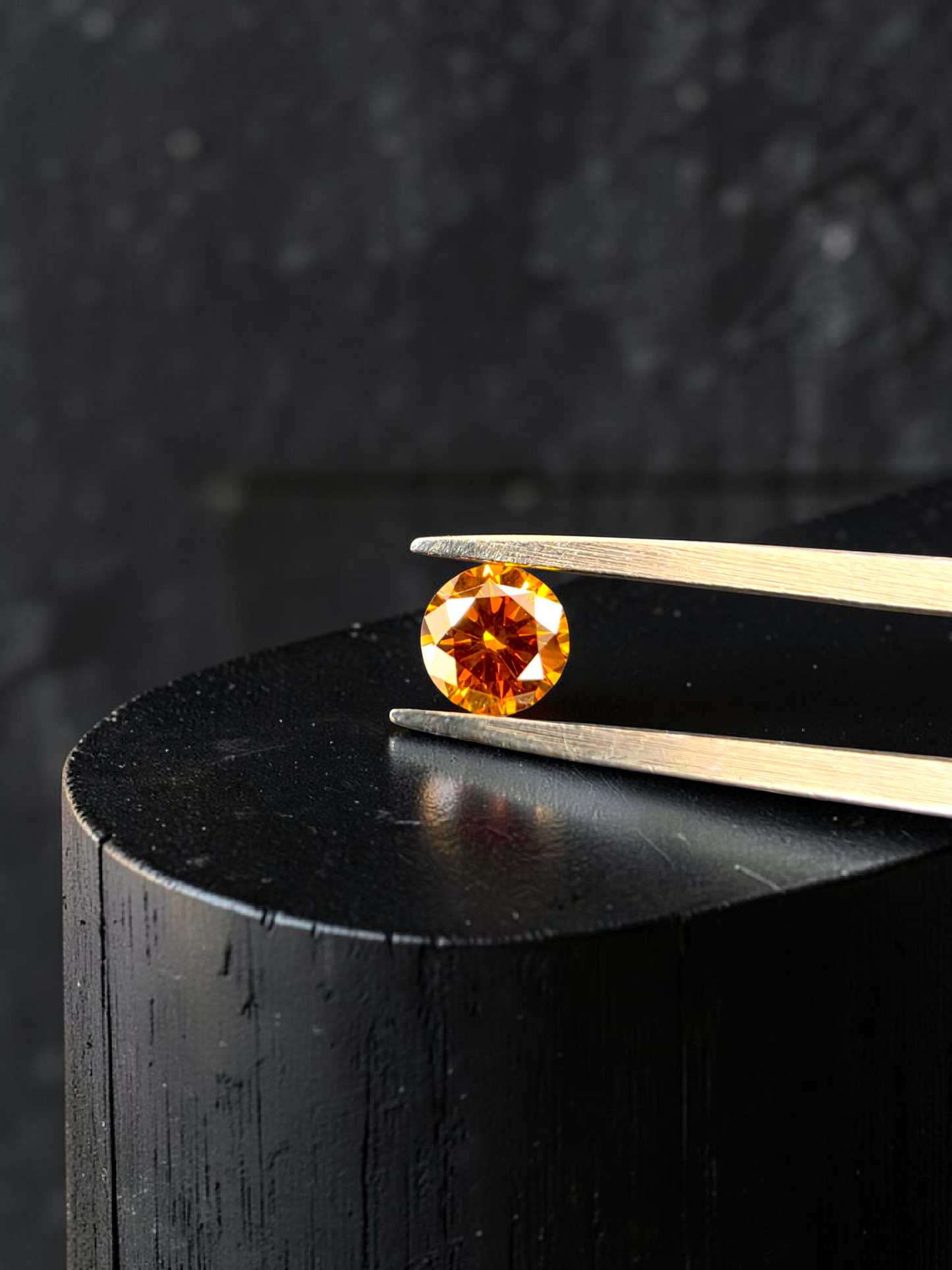 Natural 0.38 cts. Fancy Deep Yellowish Orange SI2 Vg Vg N Round Brilliant Diamond Loose Stone - GIA Certified - LS56