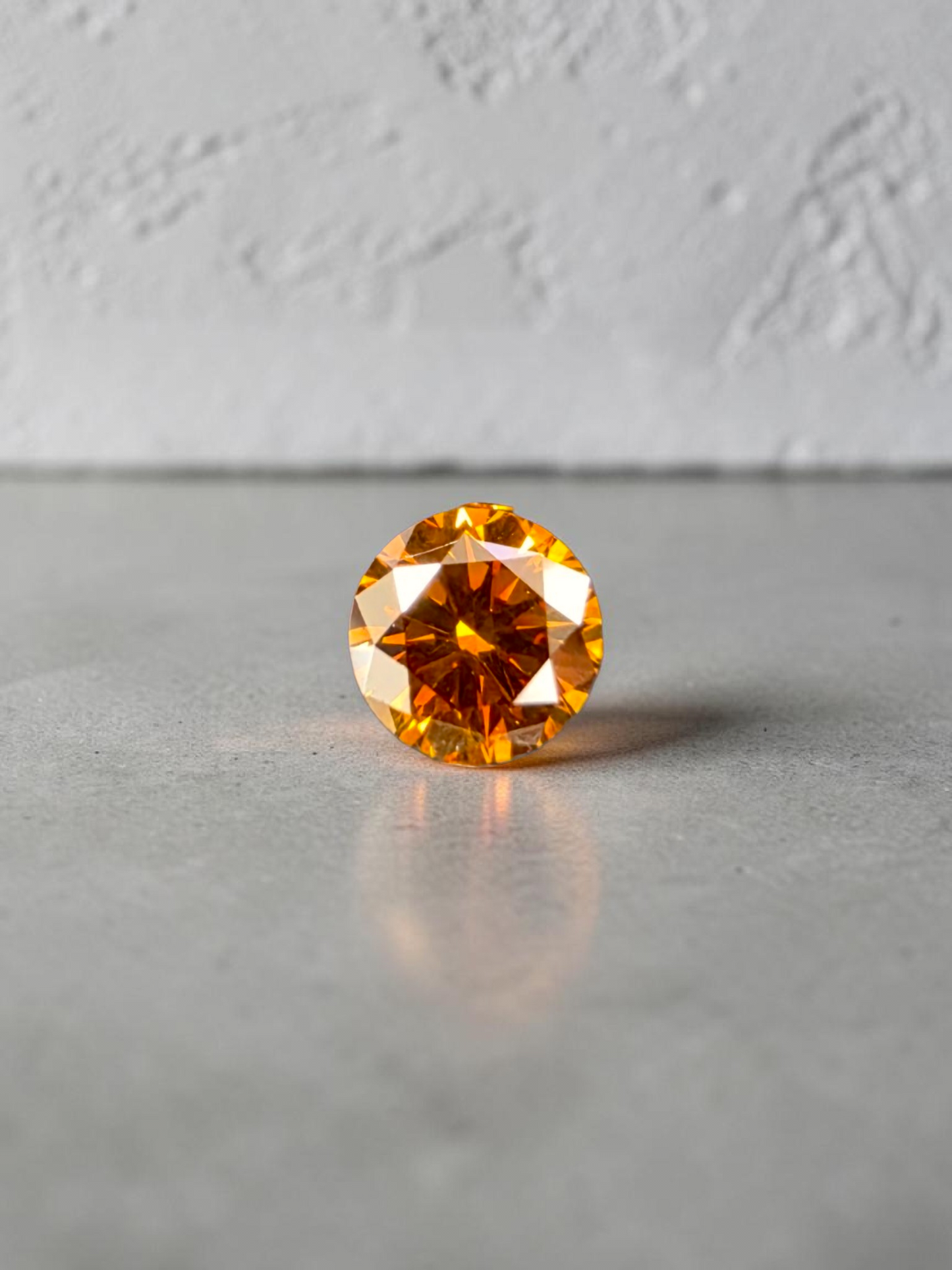Natural 0.38 cts. Fancy Deep Yellowish Orange SI2 Vg Vg N Round Brilliant Diamond Loose Stone - GIA Certified - LS56