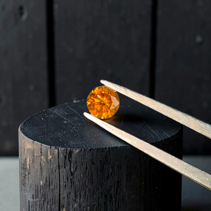 Natural 0.38 cts. Fancy Deep Yellowish Orange SI2 Vg Vg N Round Brilliant Diamond Loose Stone - GIA Certified - LS56