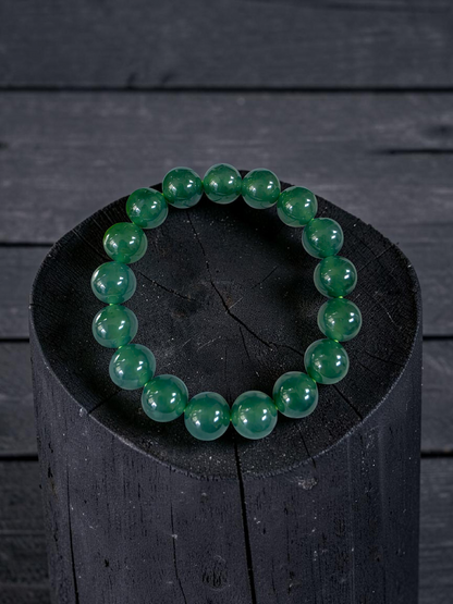 Certified Japanese Intense Deep Green Burmese A-Jade Beaded Bracelet (MADE IN JAPAN) (12 mm Each x 17 beads) 05064