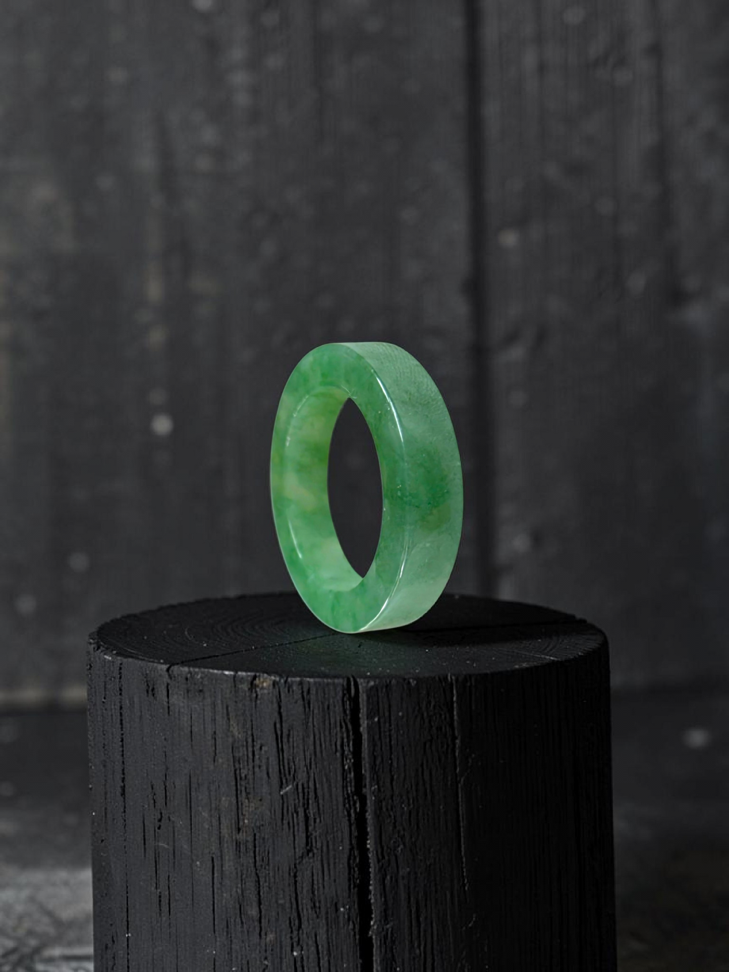 Master's Burmese Green A-Jadeite Infinity Band Ring Size US 9 - 09026 - Certified