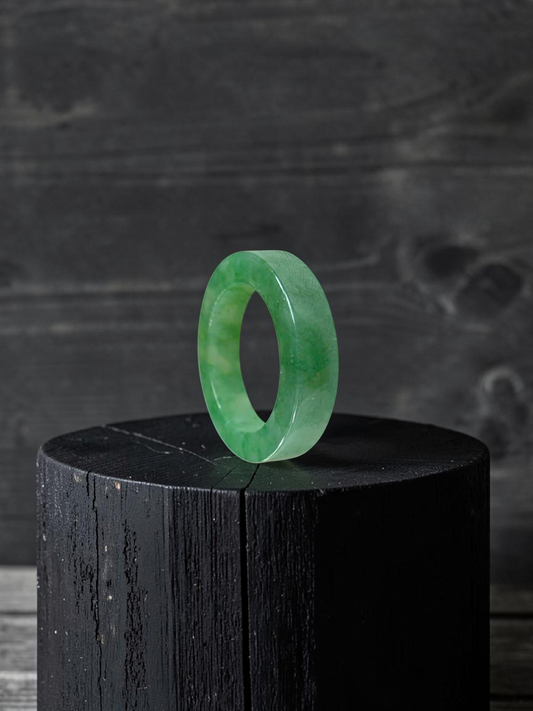 Master's Burmese Green A-Jadeite Infinity Band Ring Size US 9 - 09026 - Certified