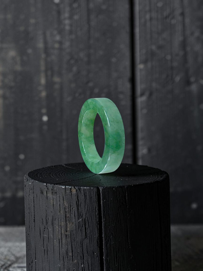 Master's Burmese Green A-Jadeite Infinity Band Ring Size US 9 - 09026 - Certified