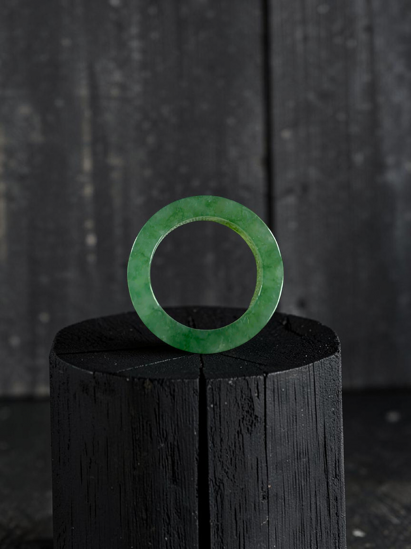 Master's Burmese Green A-Jadeite Infinity Band Ring Size US 9 - 09026 - Certified