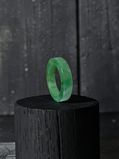 Master's Burmese Green A-Jadeite Infinity Band Ring Size US 9 - 09026 - Certified