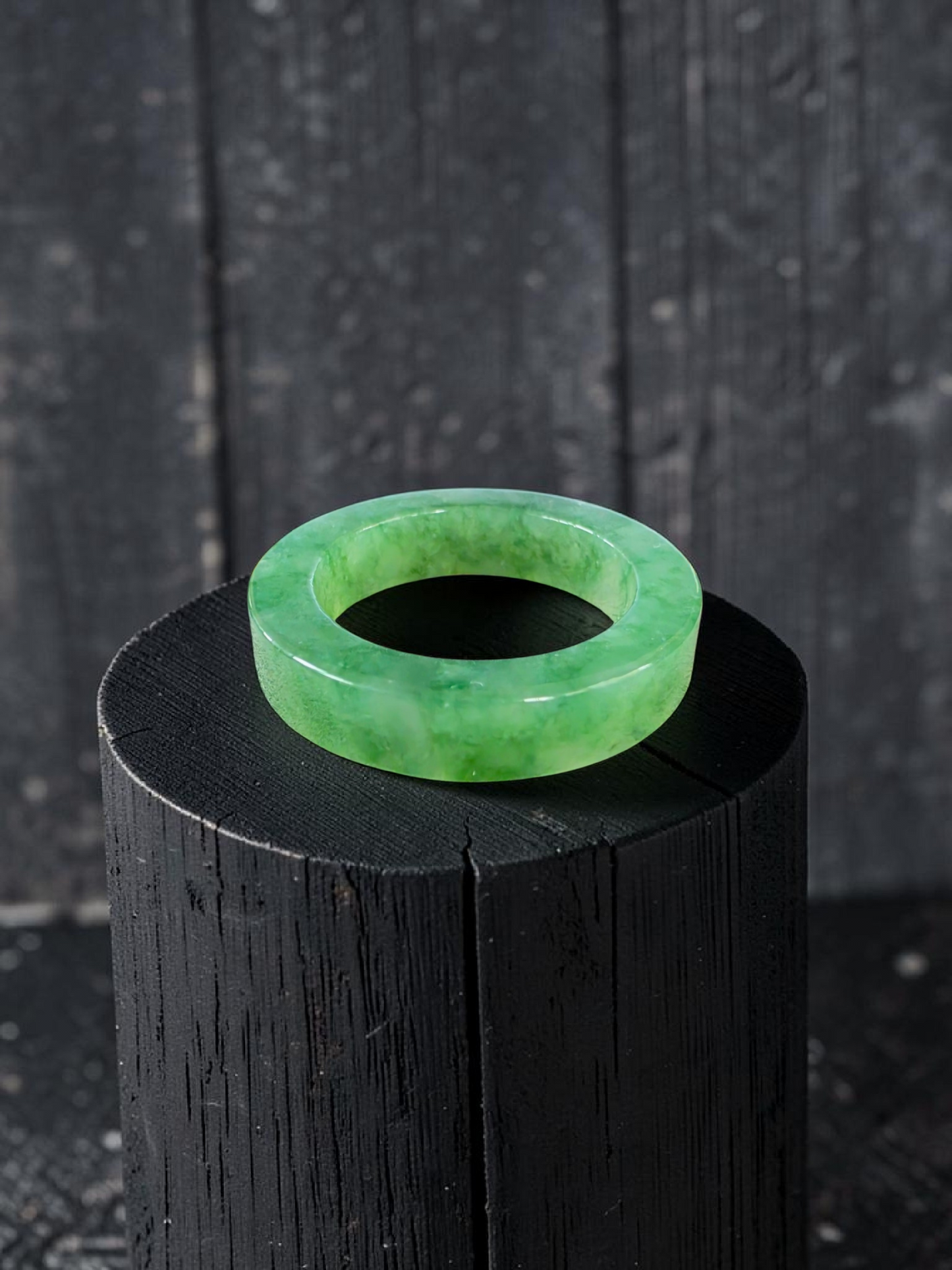 Master's Burmese Green A-Jadeite Infinity Band Ring Size US 9 - 09026 - Certified