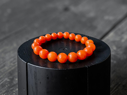 Imperial Japanese Red Burmese A-Jade Beaded Bracelet (MADE IN JAPAN) (10 mm Each x 19 beads) - Certified 05067